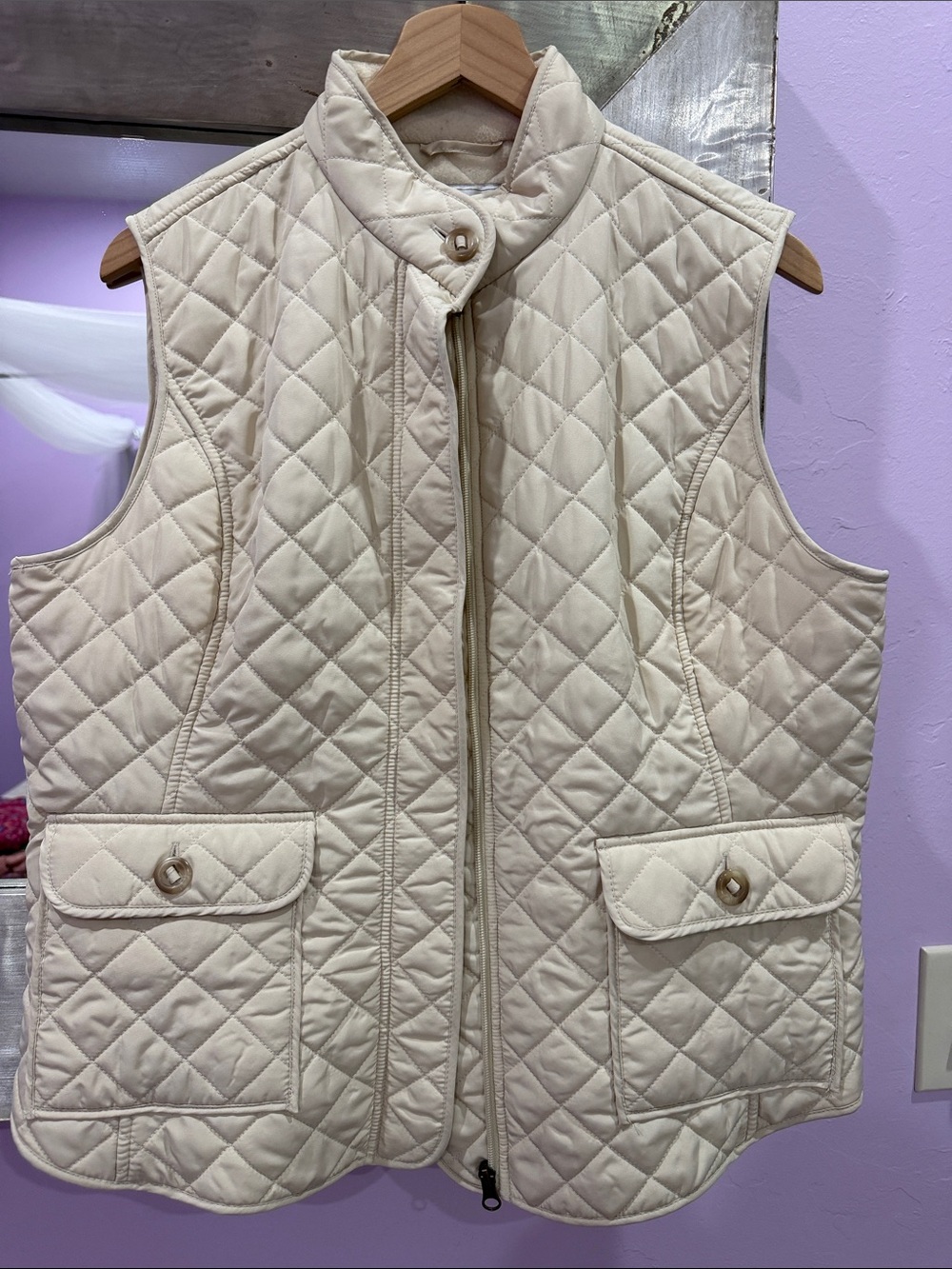 Van Heusen Cream Quilted Sleeveless Vest